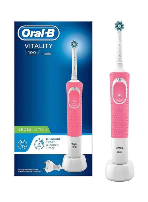 Vitality 100 Crossaction Power Toothbrush Pink/White