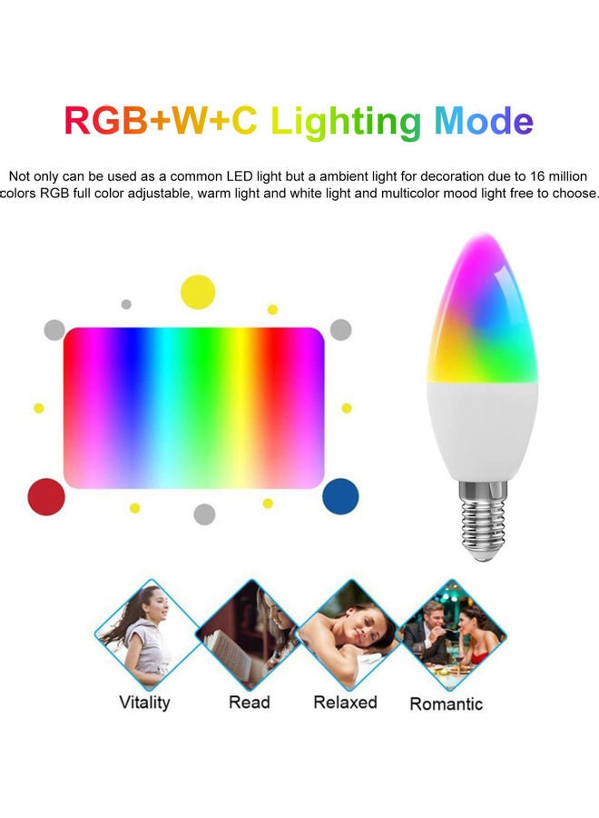 WiFi Smart Bulb RGB+WW+CW LED Candle Bulbs E14 Chandelier Light Bulbs SmartLife APP Remote Control White 20*12*4cm  - Image 5