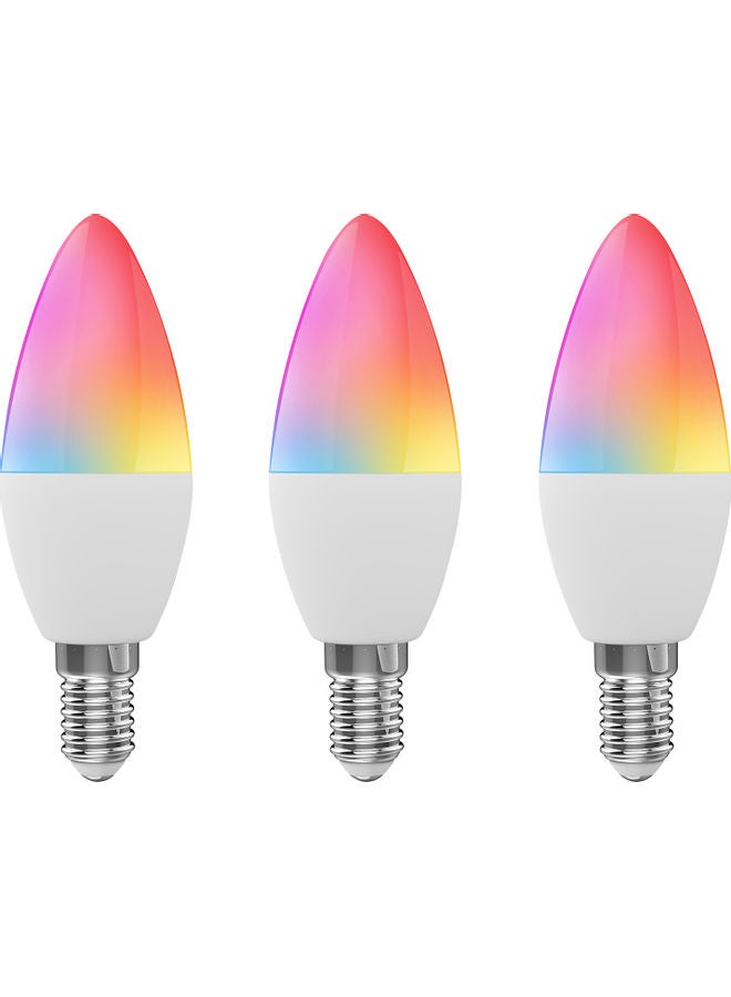 مجموعة مصابيح LED ذكية قابلة للتعتيم بتصميم شمعة مكونة من 3 قطع متعدد الألوان 12.2x8.4x4.2سم - Image 1