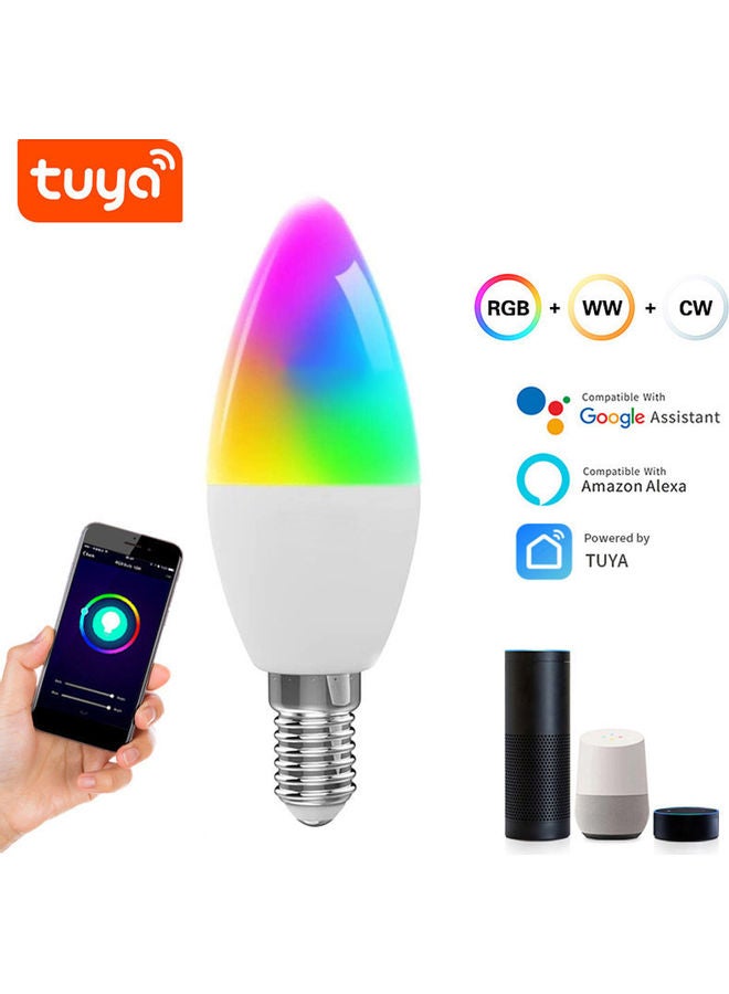 Generic - WiFi Smart Bulb RGB+WW+CW LED Candle Bulbs E14 Chandelier Light Bulbs SmartLife APP Remote Control White 12*12*4centimeter - Image 1