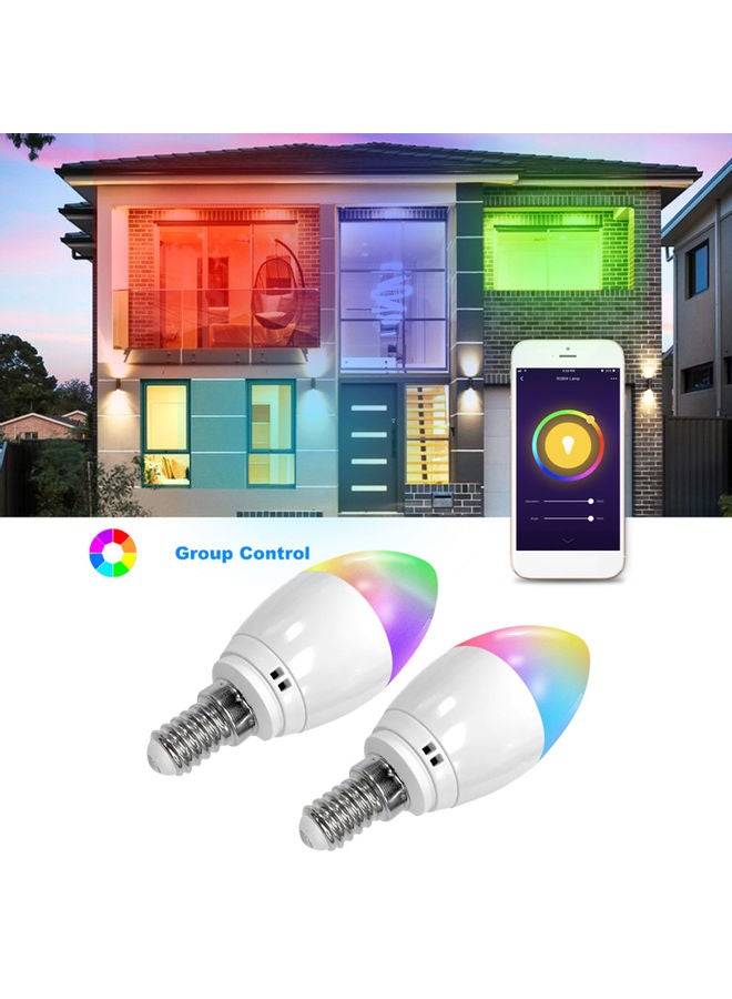 Generic - WiFi Smart Bulb RGB+WW+CW LED Candle Bulbs E14 Chandelier Light Bulbs SmartLife APP Remote Control White 12*12*4centimeter - Image 1