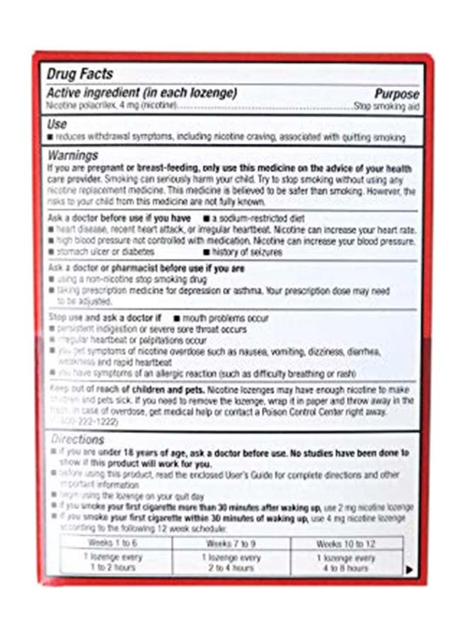 Walgreens - Nicotine lozenges Cinnamon Flavour 4 mg - Image 1