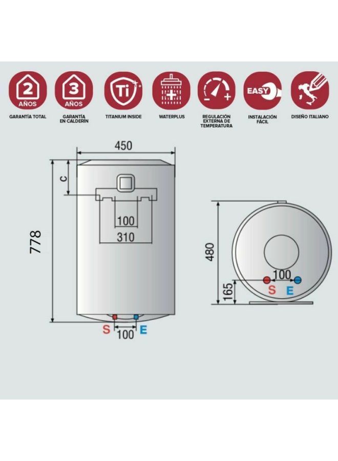 سخان مياه اريستون 50 لتر - برو1 - ابيض  - ايطالي PRO1R50VEG أبيض - v1624279728/N43942794A_2