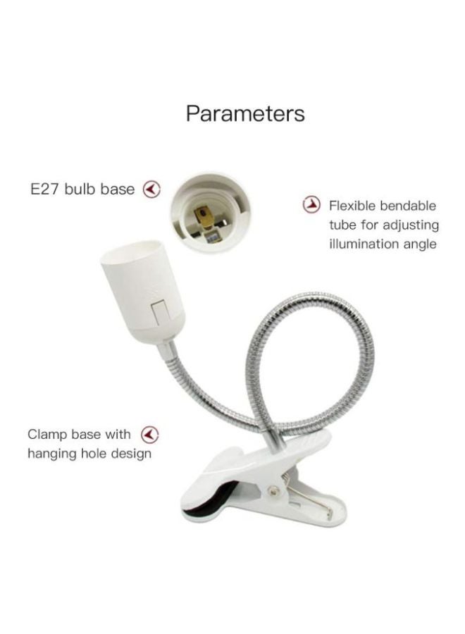 Beauenty 50W E27 Bulb Base Socket Holder Desk Lamp With Clamp Press Button White/Silver 9x10cm - Image 4
