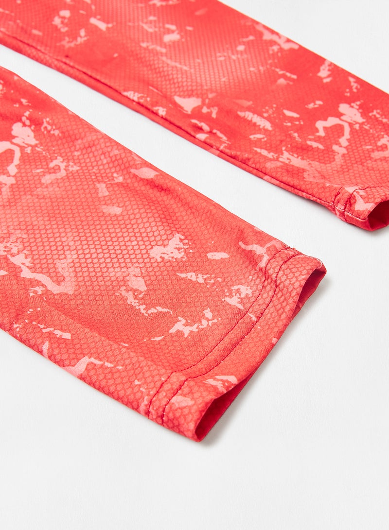 Athletiq - Women's High Rise Sports Training Workout Stretch Leggings With Elastic Waist and All Over Print Red - Image 1