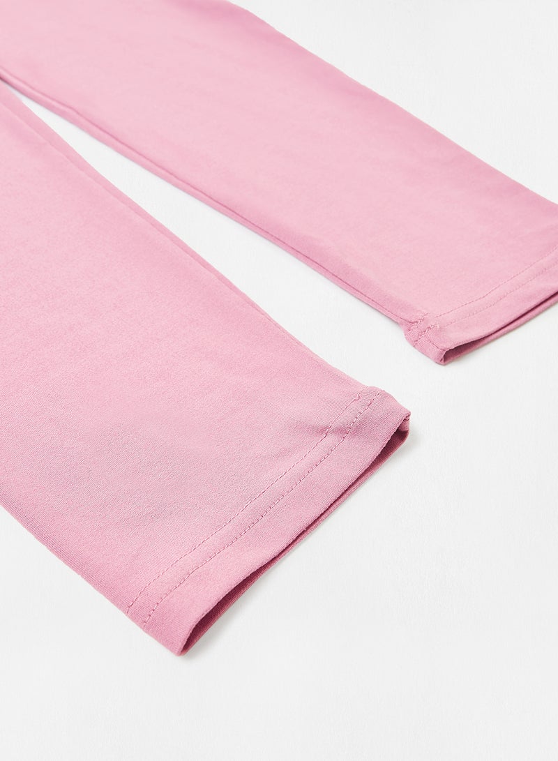 Athletiq - Women's Mid Rise Sports Training Workout Stretch Leggings With Elastic Waist Pink - Image 1