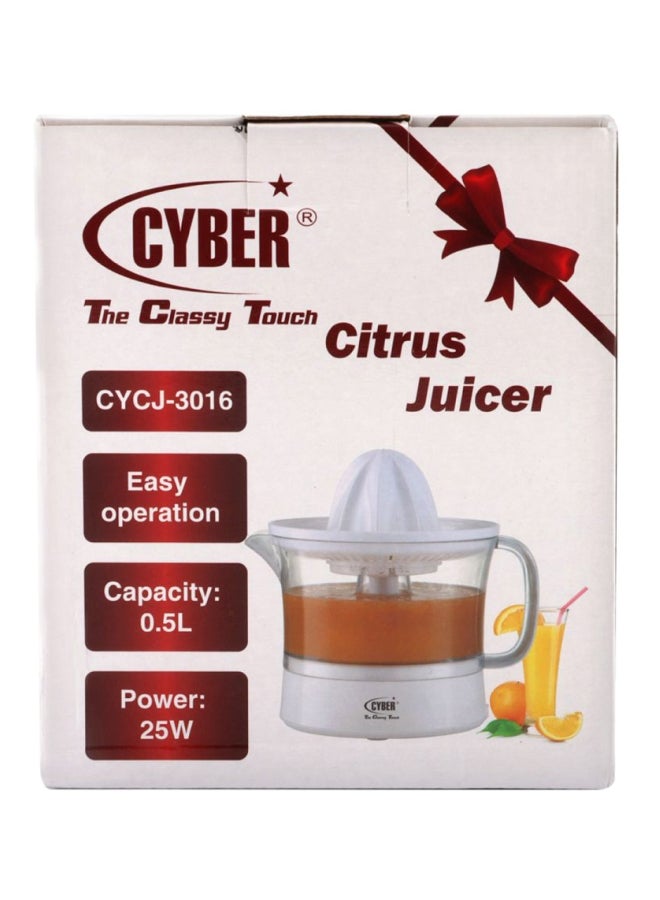 Cyber Electric Citrus Juicer 25 Watts With 500ML Capacity 500 ml 25 W CYCJ-3016 White/Clear - Image 4