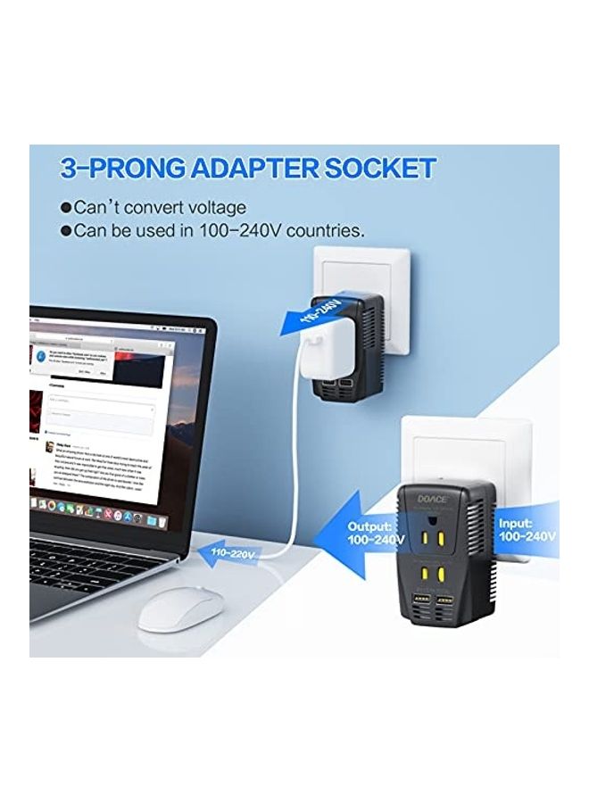 DOACE Travel Voltage Converter Black - Image 3