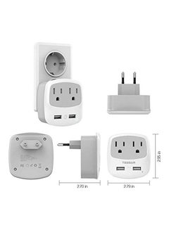 TESSAN International Travel Plug Adapter White/Grey  - Image 3