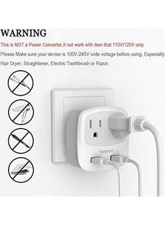 TESSAN International Travel Plug Adapter White/Grey  - Image 5