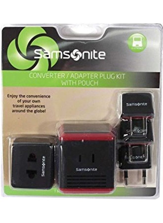 Samsonite - Converter/Adapter Plug Kit With Pouch Black/Red/Grey - Image 1