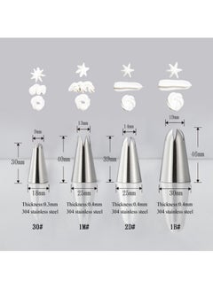 Beauenty 4-Piece Cake Decorating Piping Nozzle Set Silver 30 Millimeter, 25 Millimeter, 18  - Image 2
