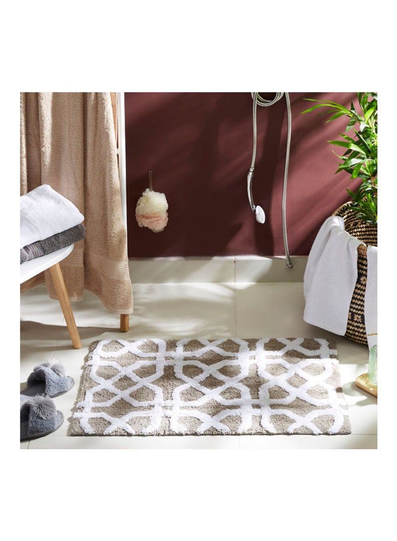 Home Box Eli Bath Mat Brown/White 50x80cm  - Image 1