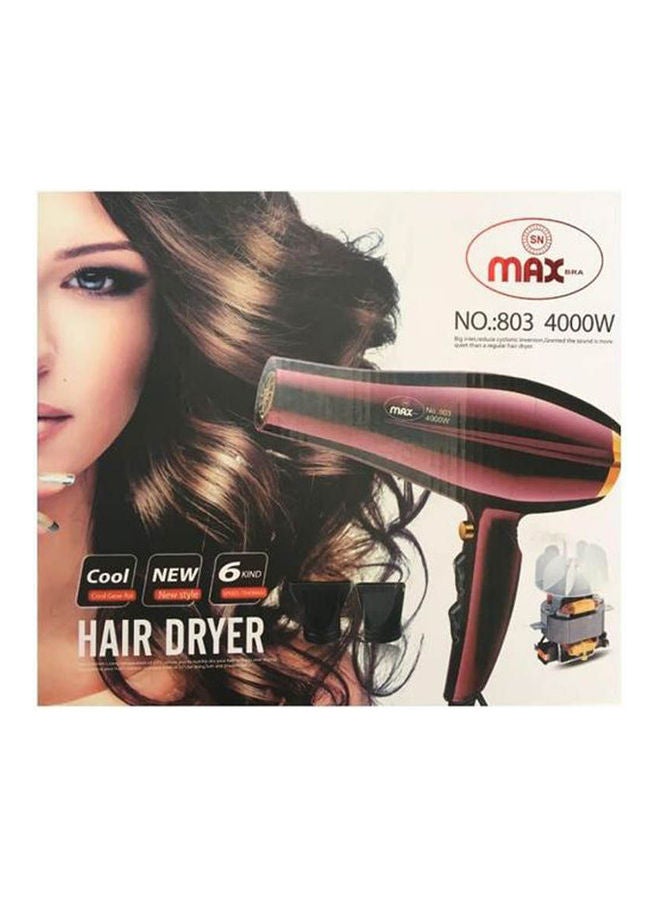 Max - Professional Hair Dryer 803 Strong Copper Motor Burgundy - Image 1