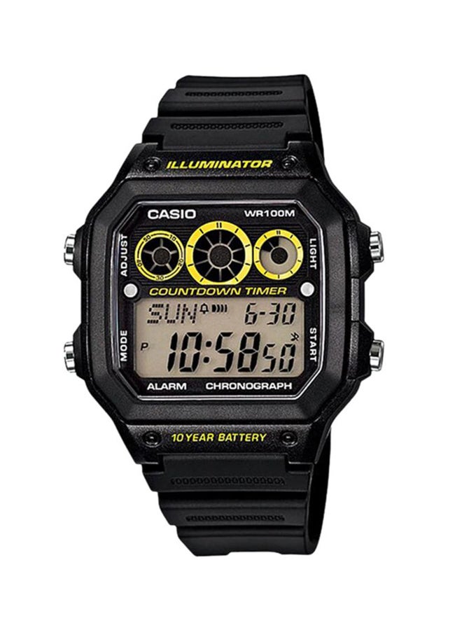 CASIO Boys' Men's Leather Digital Watch AE-1300WH-1A2 - 42.1 mm - Image 1