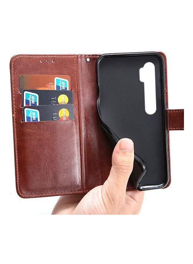 Xiaomi Cc9 Pro Flip Phone Leather Case MultiFunction Card Holder Brown  - Image 3