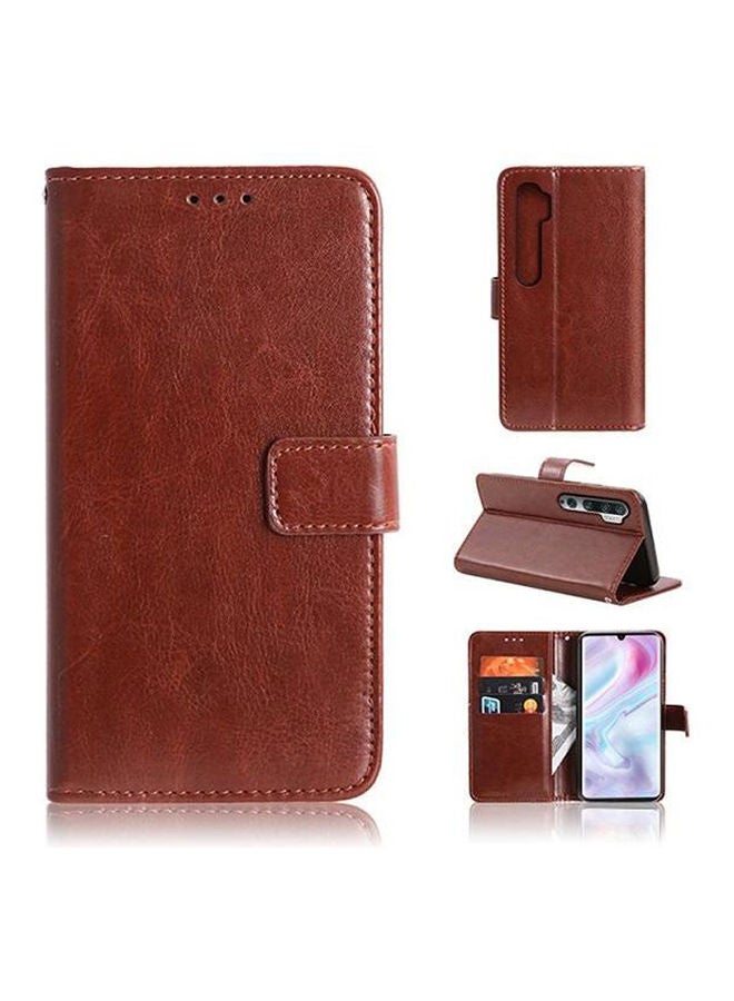 Xiaomi Cc9 Pro Flip Phone Leather Case MultiFunction Card Holder Brown  - Image 4