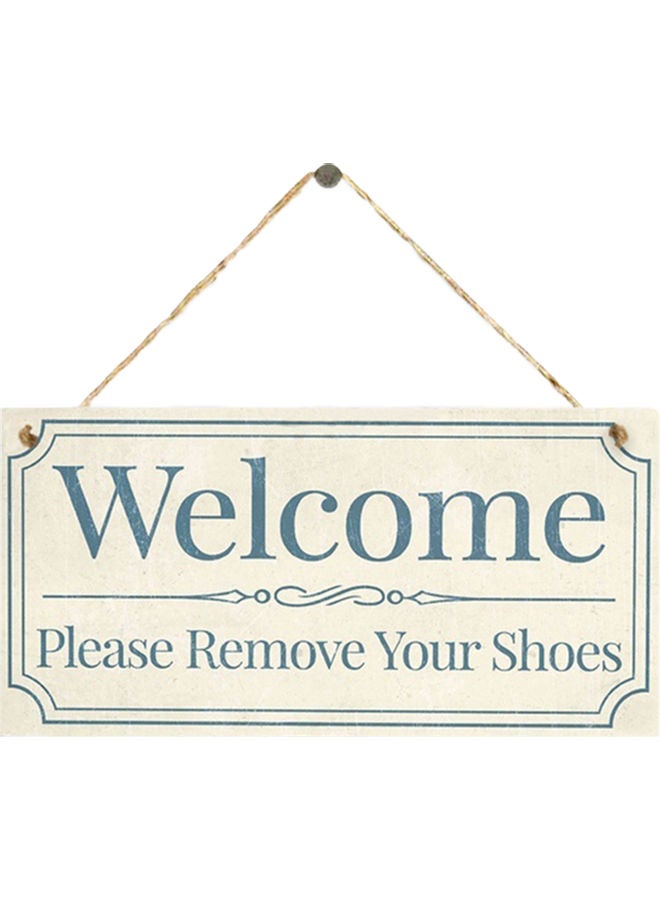 Welcome Printed Creative Wooden Plaques with Hanging Rope Blue/White  - Image 1