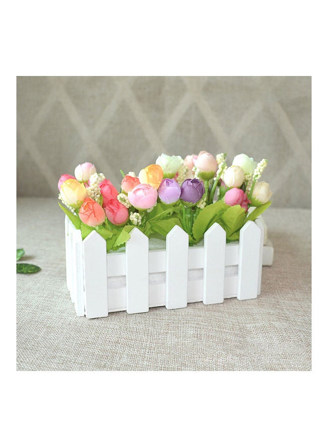 Generic Artificial Simulation Artichoke Flowers with Wooden Holder Multicolour  - Image 2