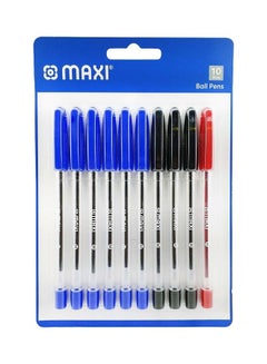 Maxi Pack Of 10 Ballpoint Pen Red/Black/Blue 