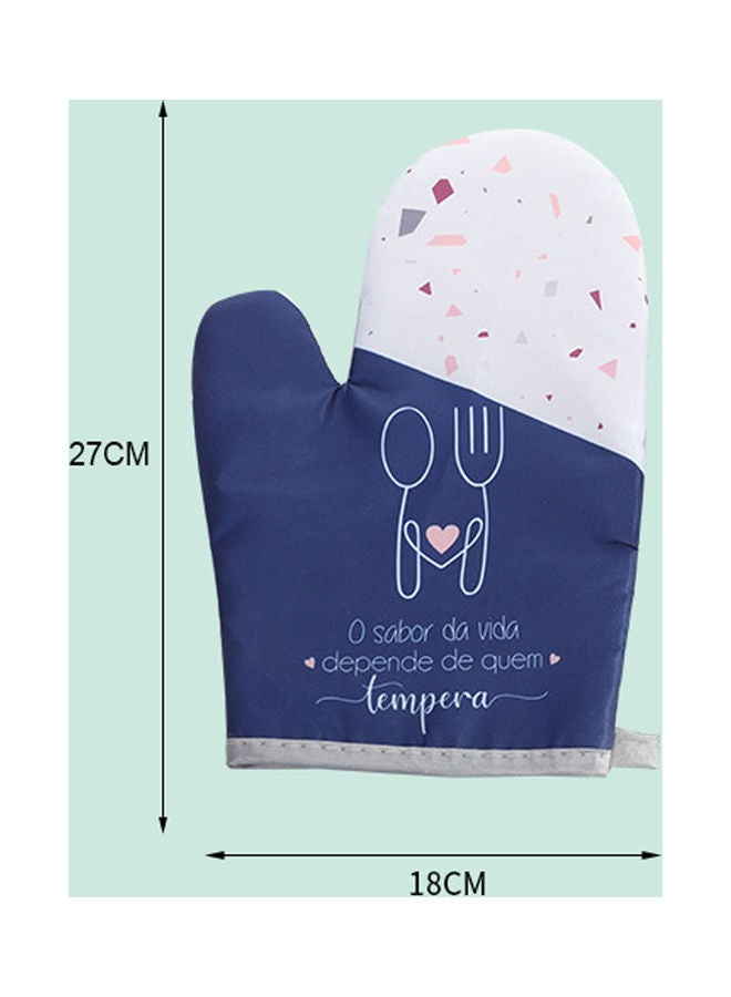 2-Piece Cotton Thick Insulation Baking Glove Set Blue/White  - Image 4