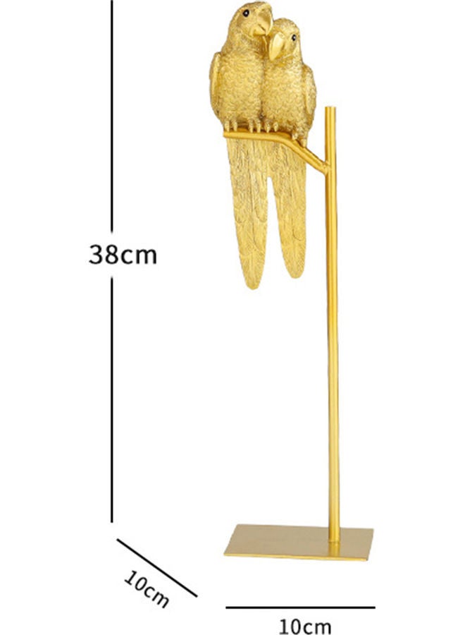 Decorative Parrot Pair Design Realistic Ornament Golden