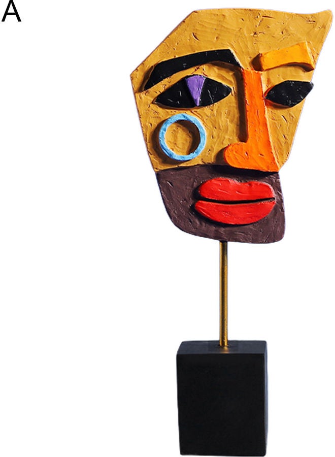 تمثال تجريدي أنيق مصنوع من الراتنج وعلى شكل وجه ومُخصص لديكور المنزل متعدد الألوان - Image 1