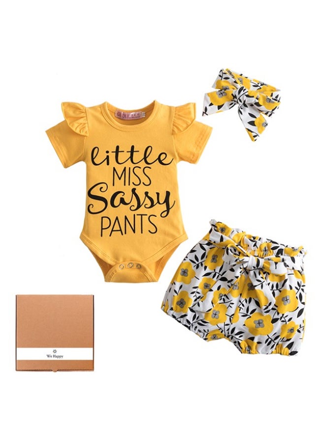 We Happy - Floral Printed Casual Cloth Set Yellow - Image 1