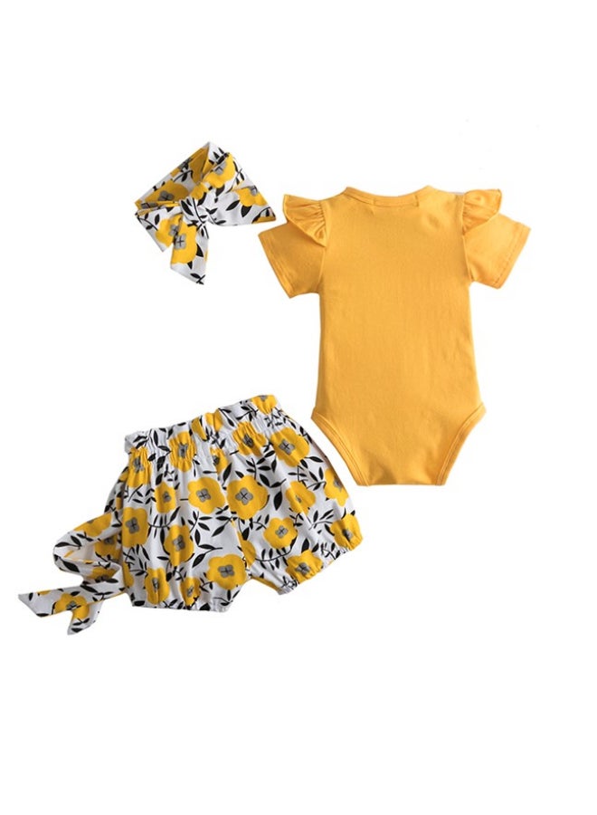 We Happy - Floral Printed Casual Cloth Set Yellow - Image 1