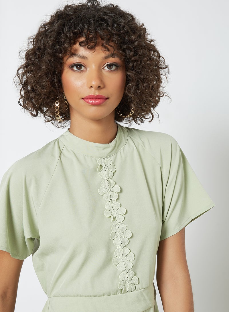 Aila - Round Neck Midi Dress Green - Image 1