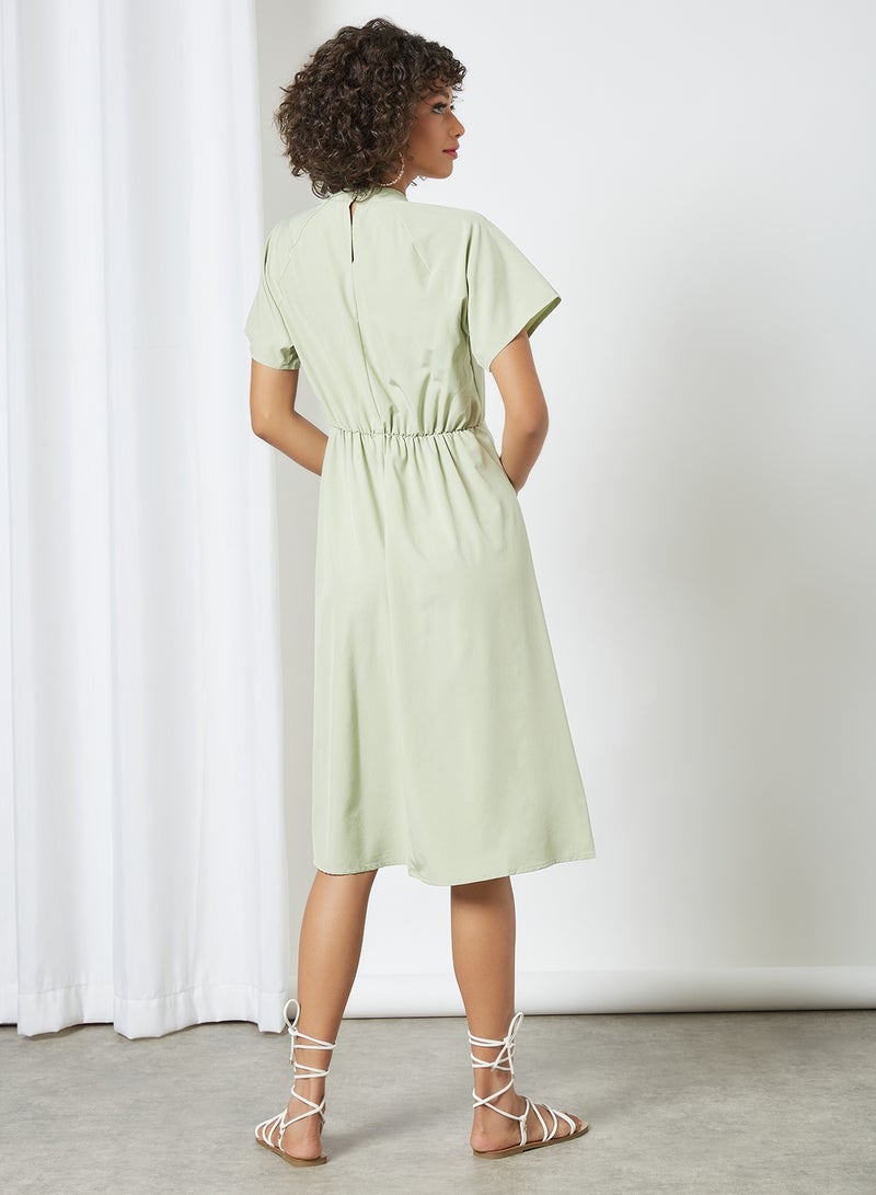 Aila - Round Neck Midi Dress Green - Image 1