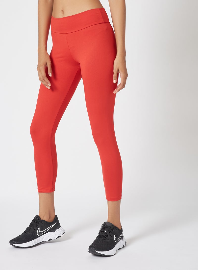 Athletiq High Waist Plain Ankle Length Sports Legging For Improved Performance Red  - Image 1