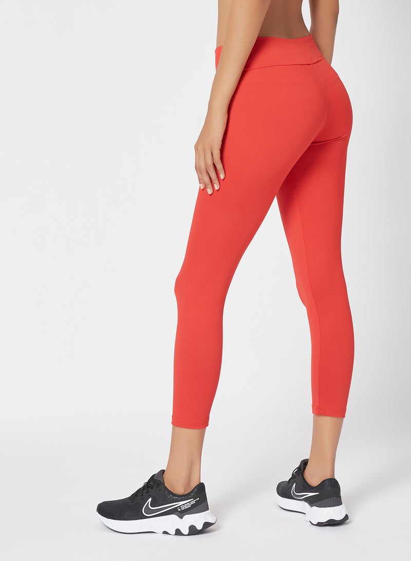 Athletiq High Waist Plain Ankle Length Sports Legging For Improved Performance Red  - Image 2