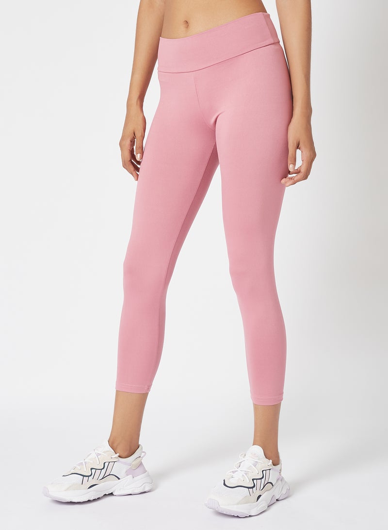 Athletiq - Women's Mid Rise Sports Training Workout Stretch Leggings With Elastic Waist Pink - Image 1