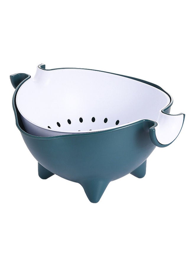 Anti-Slip Handles Double Layer Quick Drain Basket Blue/White 