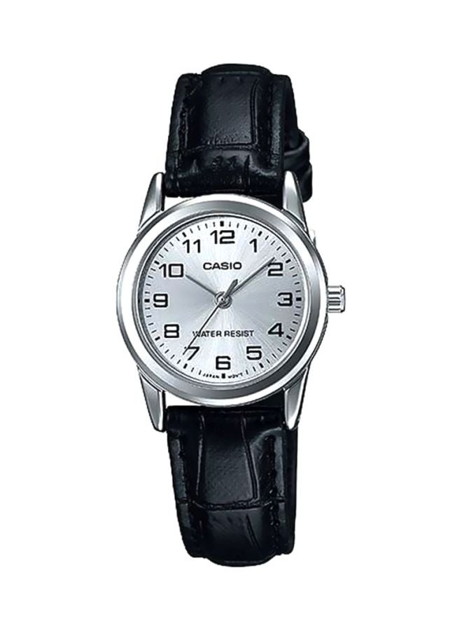 كاسيو ساعة يد بعقارب وسوار من الجلد طراز LTP-V001L-7BUDF - 31 مم - أسود للنساء - Image 1