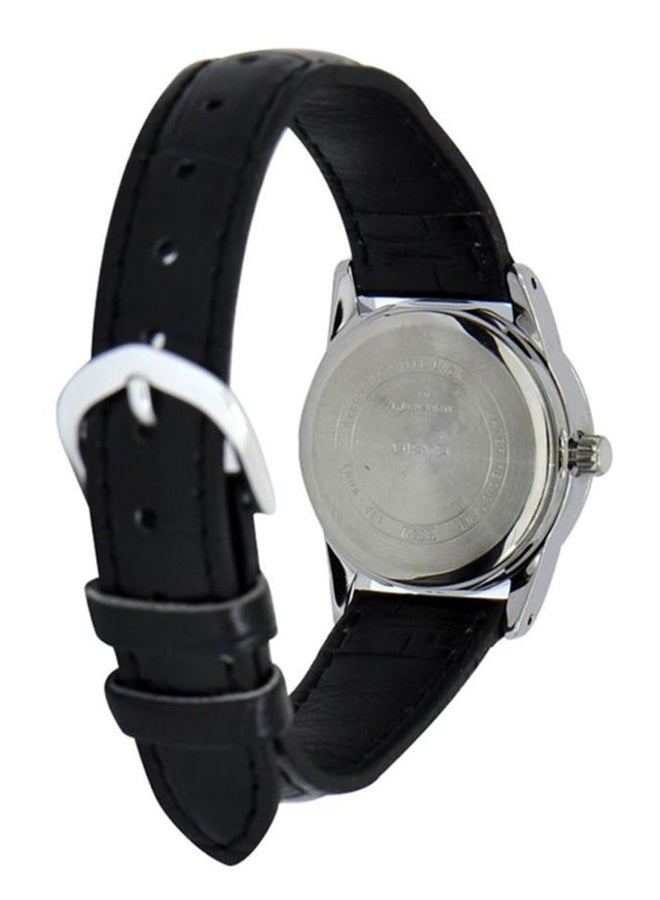 كاسيو ساعة يد بعقارب وسوار من الجلد طراز LTP-V001L-7BUDF - 31 مم - أسود للنساء - Image 2