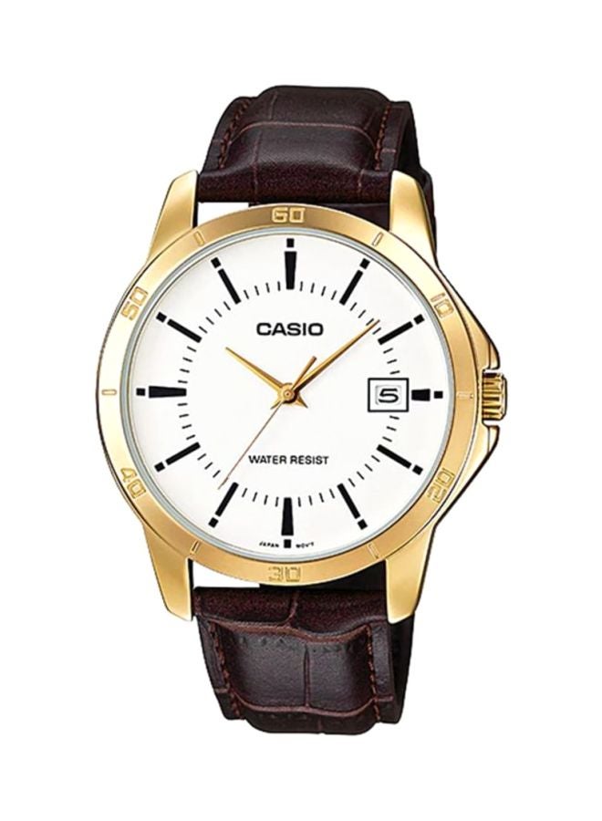 CASIO Men's Leather BAnd Analog Watch MTP-V004GL-7ADF - 42 mm - Brown - Image 1