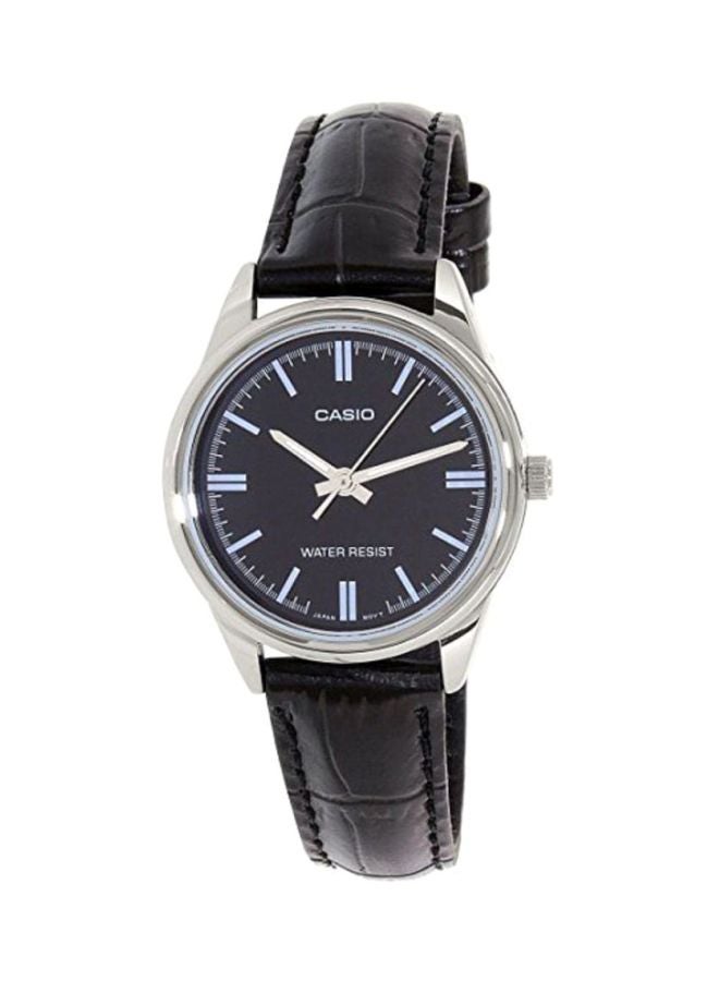 كاسيو ساعة يد كوارتز بعقارب وسوار من الجلد طراز LTP-V005L-1AUDF - 28 مم - أسود للرجال - Image 1