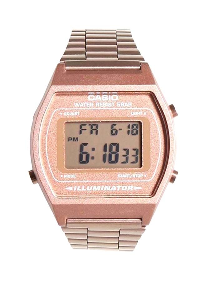 كاسيو ساعة يد رقمية بسوار من الإستانلس ستيل طراز B640WC-5A - قياس 35 مم - لون ذهبي وردي للنساء - Image 1
