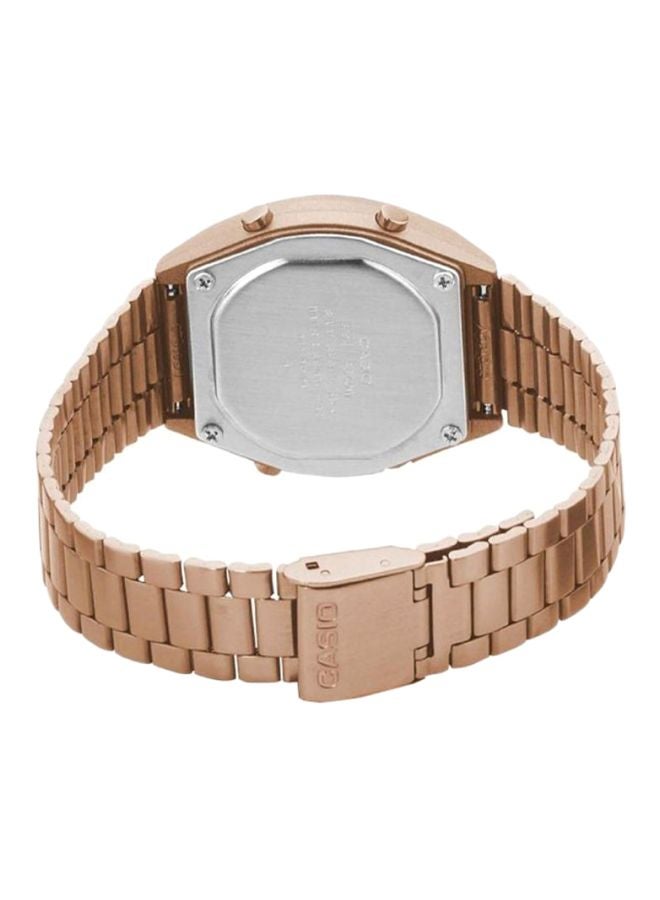 كاسيو ساعة يد رقمية بسوار من الإستانلس ستيل طراز B640WC-5A - قياس 35 مم - لون ذهبي وردي للنساء - Image 2