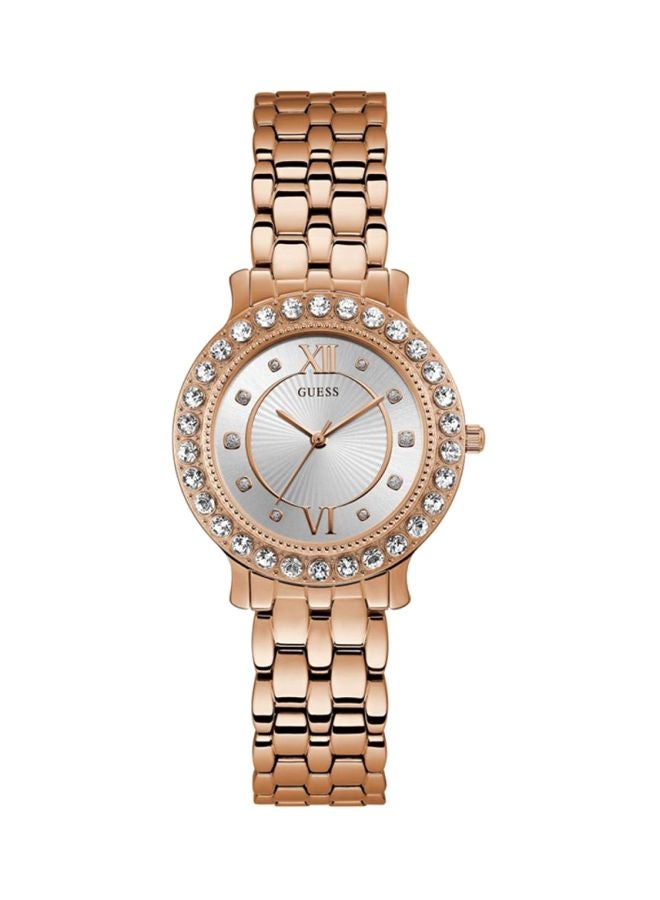 جس ساعة يد بعقارب وسوار من الستانلس ستيل طراز W1062L3 للنساء - Image 1