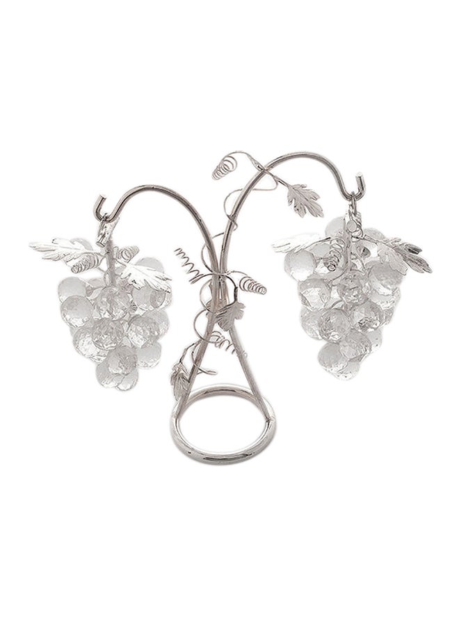 حامل مزخرف من الكريستال فضي 17x23x10سم