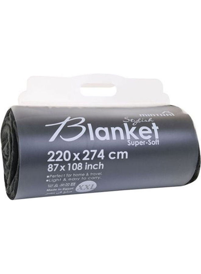 منترا بطانية مصنوعة من نسيج ناعم مايكروفايبر رمادي داكن 220X274 - Image 1