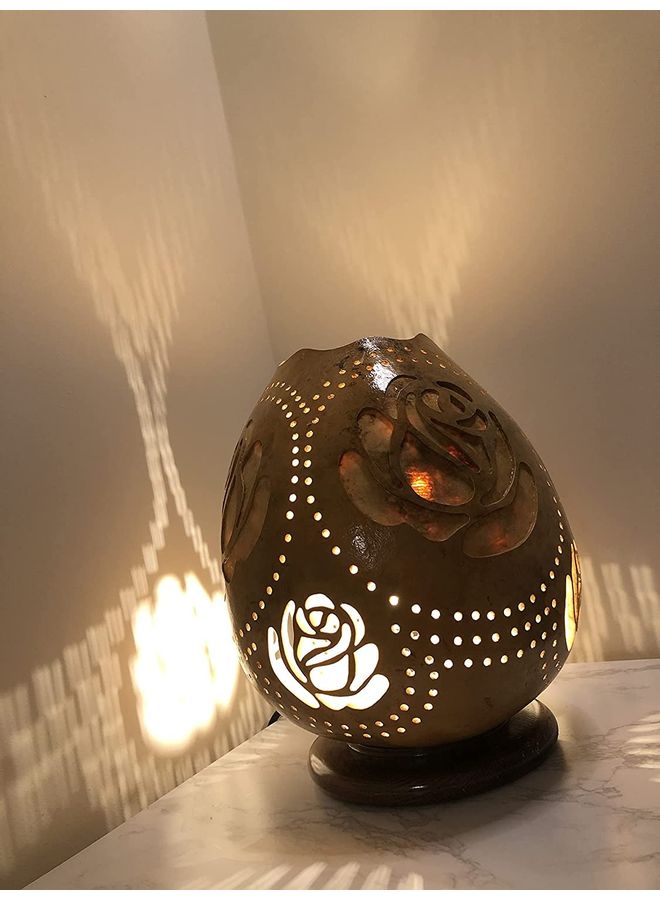 Handmade - Gourd Art Night Lamp Gold - Image 1