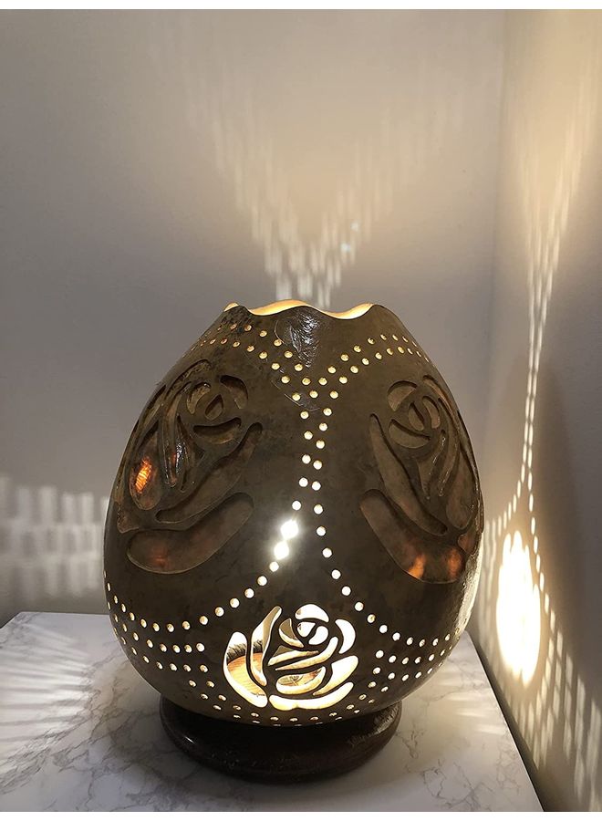 Handmade - Gourd Art Night Lamp Gold - Image 1