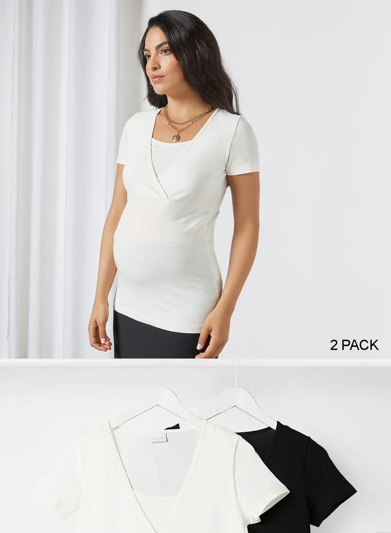 Mamalicious Casual Solid Asymmetric T-Shirt