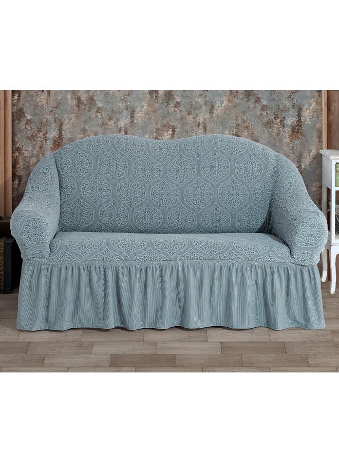Fabienne 2-Seater Super Stretchable Anti-Wrinkle Jacquard Sofa Cover Grey Fits On Sofa Up-To 180cm - Image 1