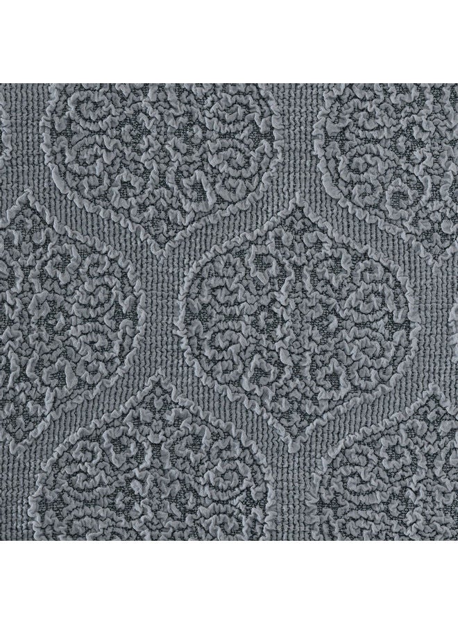 Fabienne 2-Seater Super Stretchable Anti-Wrinkle Jacquard Sofa Cover Grey Fits On Sofa Up-To 180cm - Image 2
