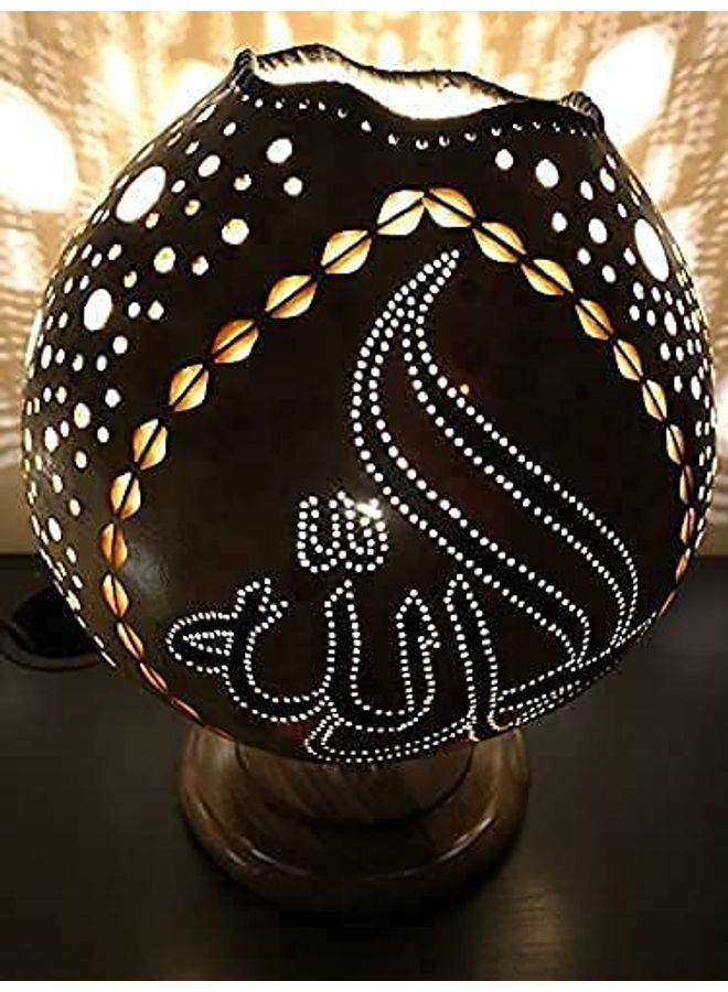 Handmade Gourd Art Niaght Lamp Gold  - Image 2